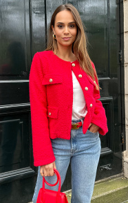 Jurkjes Boucle Jacket Roza Rood