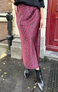 Jurkjes Satijnen Rok Alisa Leopard Burgundy