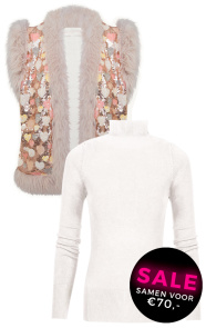 Jurkjes Special Deal Faux Fur Pailletten Gilet Xina + Coltrui Dames Adelaide Offwhite