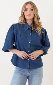 Jurkjes Denim Pofmouw Blouse Roxanna