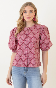 Jurkjes Katoenen Puff Sleeve Blouse Ines Wine