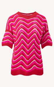 Jurkjes Lurex Zigzag Top Noély Fuchsia