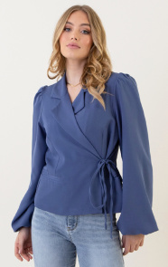 Jurkjes Pofmouwen Wrap Blazer Long Sleeve Zaya Jeans Blue