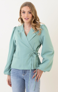 Jurkjes Pofmouwen Wrap Blazer Long Sleeve Zaya Mint