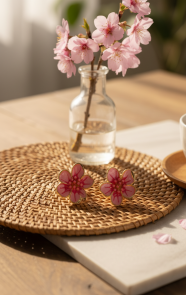 Jurkjes Blossom Oorbellen Goud Roze