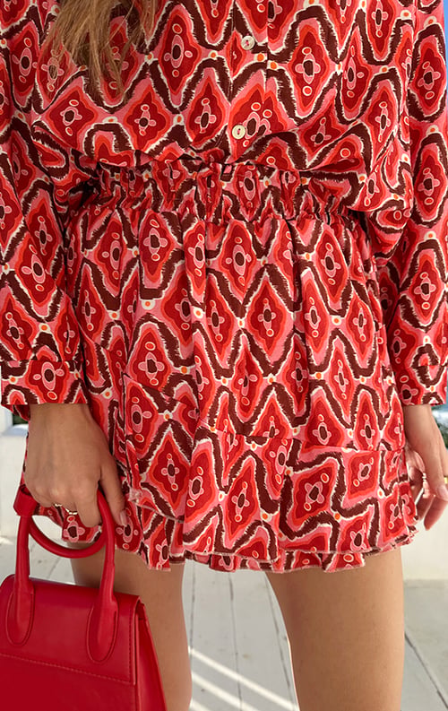 Jurkjes Viscose Print Skort Deep Coral
