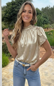Jurkjes Col Neck Top Metallic