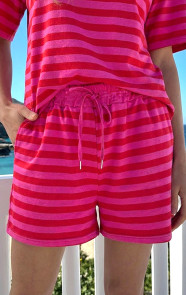 Jurkjes Cotton Stripe Short Pink Red