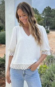 Jurkjes Lace Puffsleeve Blouse Ecru