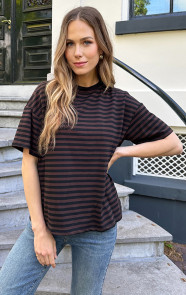 Jurkjes Striped T-Shirt Cotton Choco Zwart