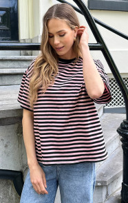 Jurkjes Striped T-Shirt Cotton Dust Roze Zwart