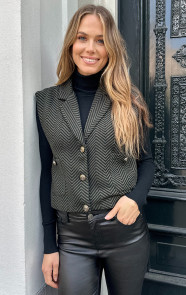 Jurkjes Boucl&eacute; Gilet Anoek Zigzag Army