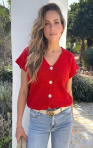 Jurkjes Knitted Button Cardigan Rood