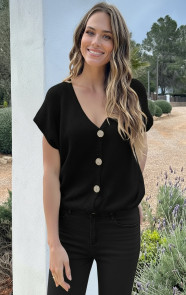 Jurkjes Knitted Button Cardigan Zwart