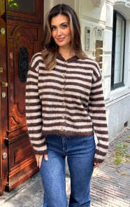 Jurkjes Gebreide Strepen Vest Choco