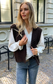 Jurkjes Grof Gebreid Gilet Kiek Choco