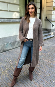 Jurkjes Lang Gebreid Vest Taupe