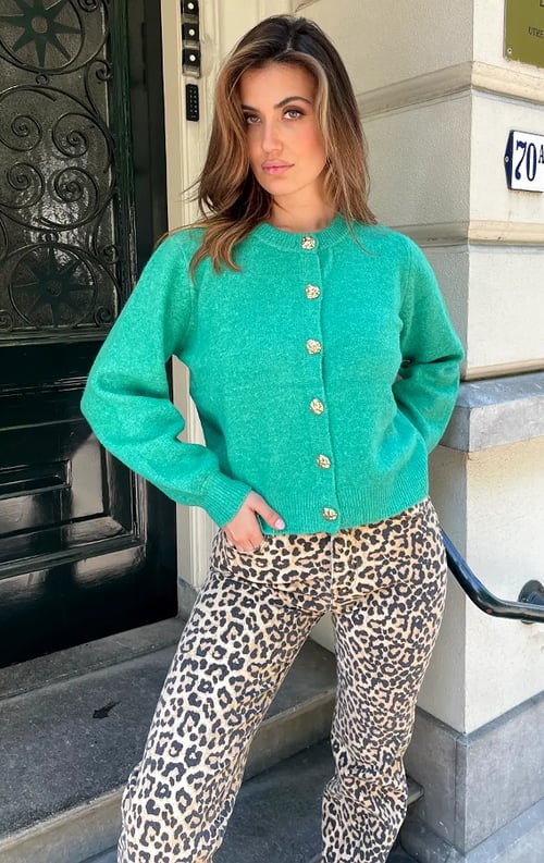 Jurkjes Soft Knitted Button Cardigan Bright Green