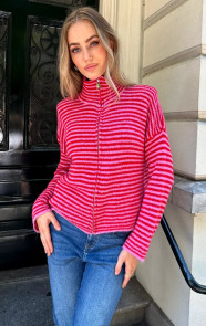 Jurkjes Stepen Vest Met Rits Fuchsia Rood