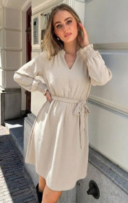Jurkjes Smocked Shoulder Dress Beige