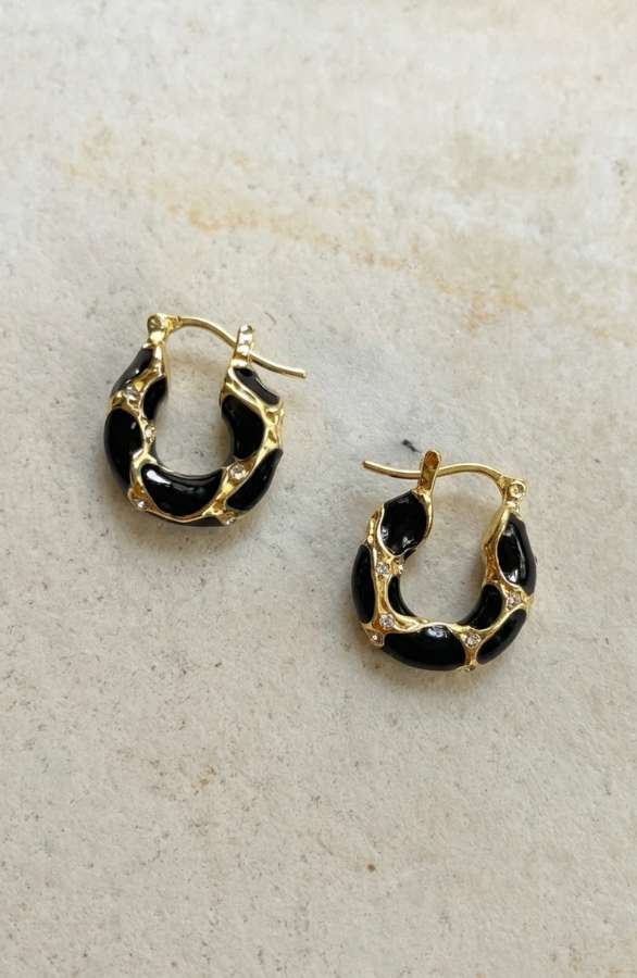 Jurkjes Marble Earrings Black Gold