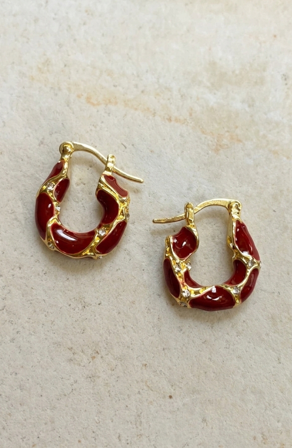 Jurkjes Marble Earrings burgundy Gold