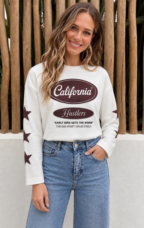 Jurkjes California Hustlers Top Katoen Ecru Choco