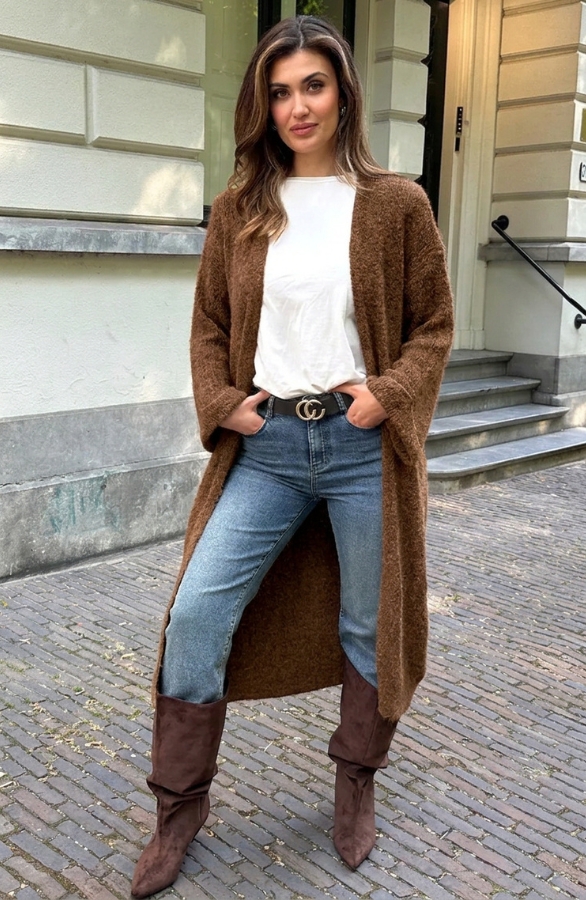 Jurkjes Lang Gebreid Vest Choco