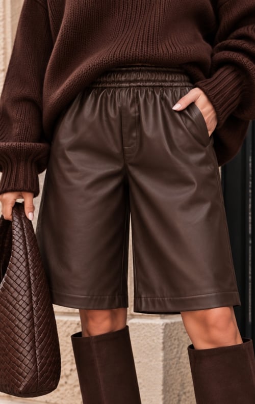 Jurkjes PU Leer Bermuda Short Choco