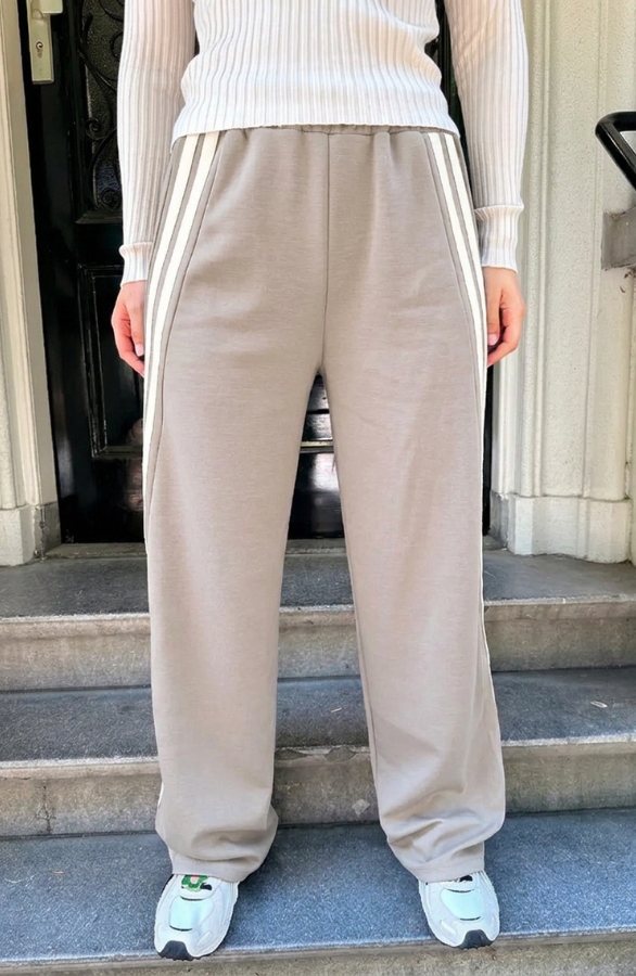 Jurkjes Strepen Wide Leg Broek Beige
