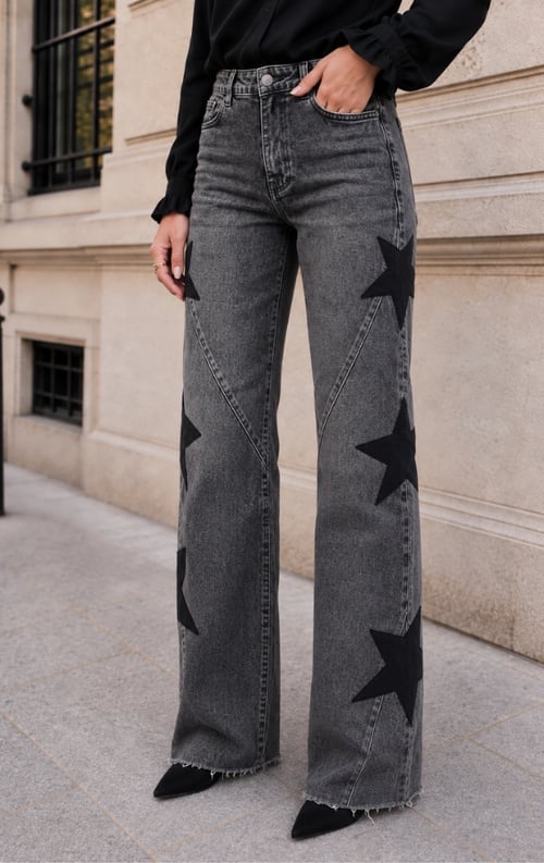 Jurkjes Wide Leg Star Jeans Dez Dark Grey