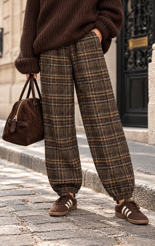 Jurkjes Balloon Checked Broek Choco