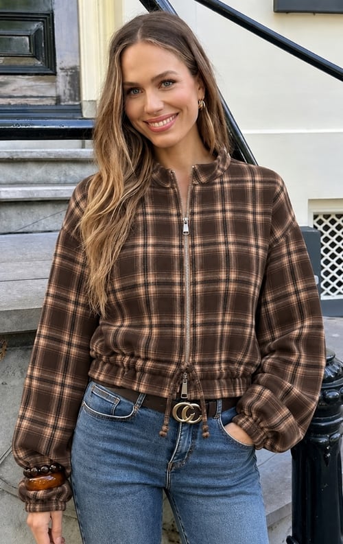 Jurkjes Ruiten Flanel Bomberjack Nova Choco