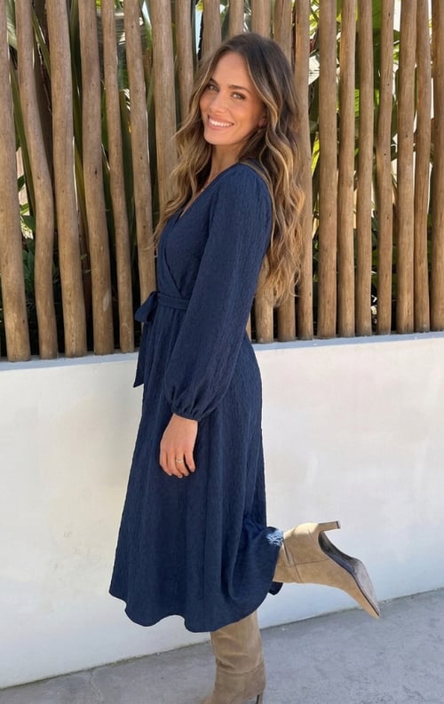 Jurkjes Smocked Maxi Jurk Anika Navy