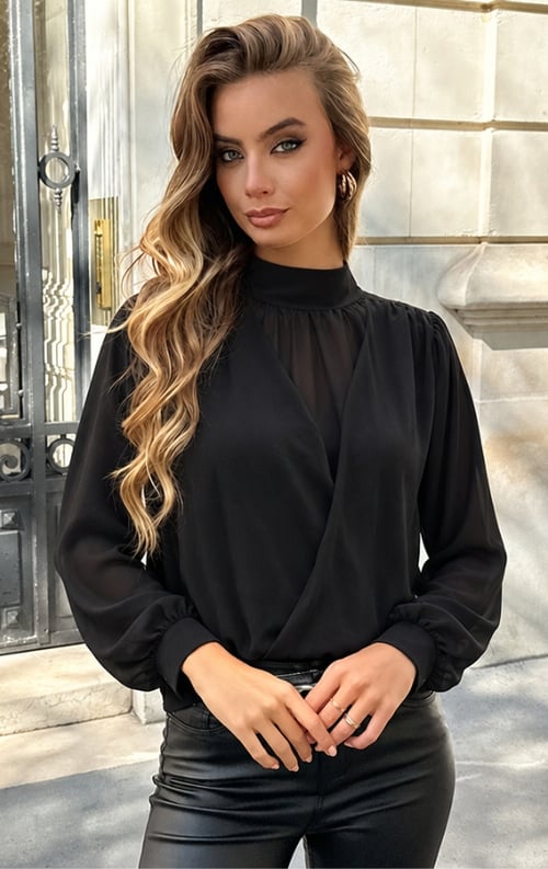 Jurkjes Overslag Col Blouse Nova Zwart