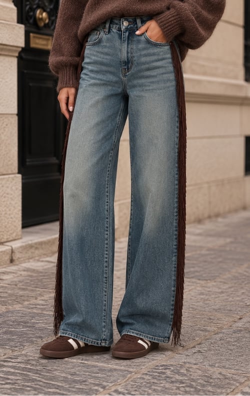 Jurkjes Franje Wide Leg Jeans Blauw Choco